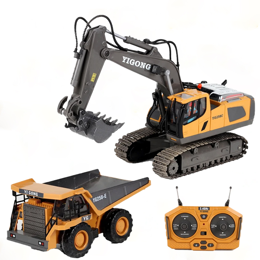 Model Kit Excavator - 4WD Alloy RC Graafmachine Bulldozer Kipper